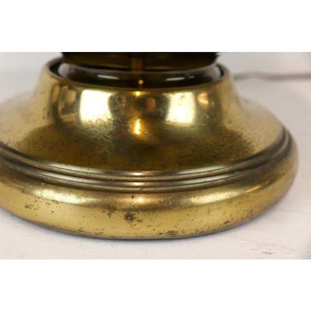 Glass Mid 20th Century Mid Century Modern Olive Green Smoked Glass Lamp For Sale - Image 7 of 12