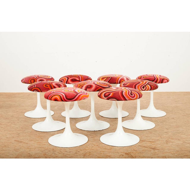 Pink Aluminum and Fabric Tulip Stool For Sale - Image 8 of 13