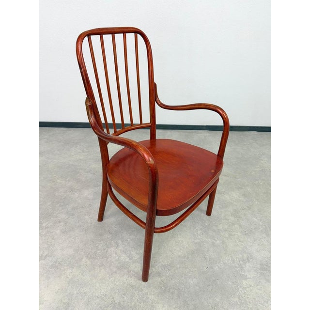 An exceptionally rare and iconic pair of early modernist bentwood armchairs (Model A 63 F), designed circa 1929–1930 by...