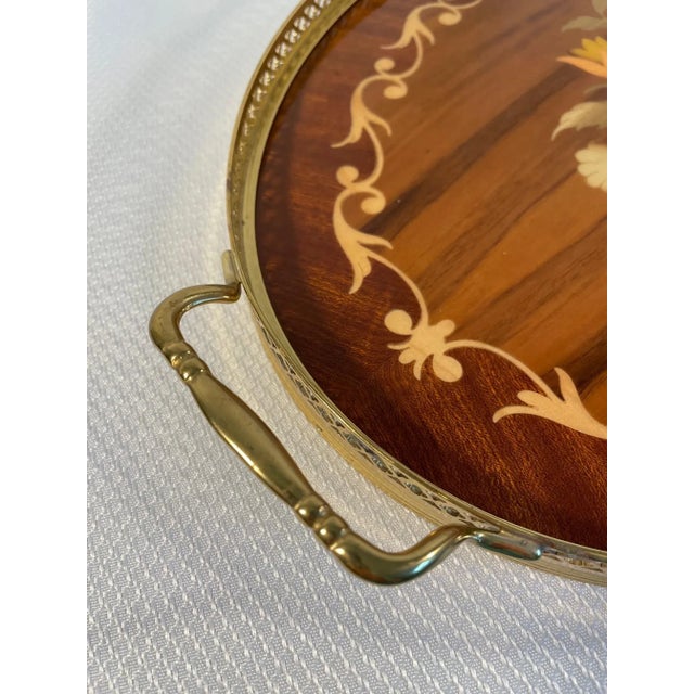 1950-60s Italian Oval Marquetry Gallery Serving Tray For Sale - Image 10 of 12