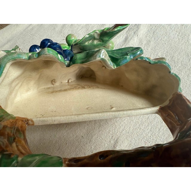 Mid 20th Century Vintage Majolica-Style Grapevine Wall Pocket For Sale - Image 5 of 16