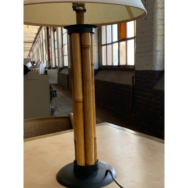 1960's Bamboo Column Table Lamp For Sale - Image 4 of 12