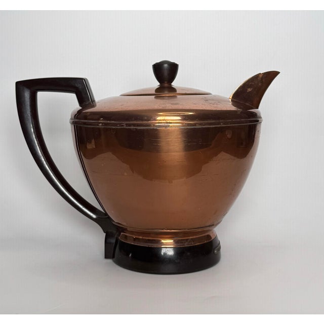 Mid Century Art Deco Style Copper Tea Pot For Sale - Image 4 of 12