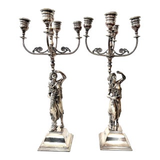 Late 19th Century Silverplate Candelabras - Pair For Sale