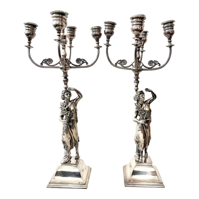 Late 19th Century Silverplate Candelabras - Pair For Sale
