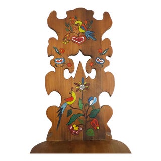 1960s Mid-Century Mexican Hand-Painted Wood Chair Attributed to Don Shoemaker For Sale