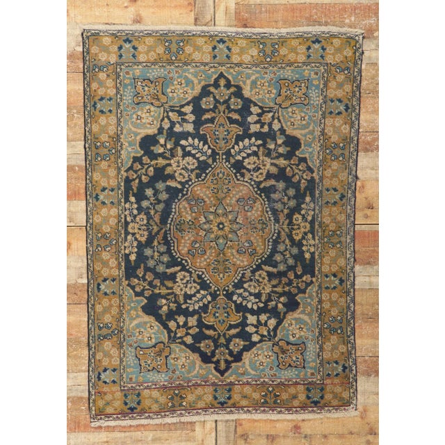 Camel Antique Persian Tabriz Rug 0'403 X 06'00 For Sale - Image 8 of 9