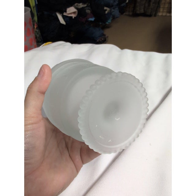 Contemporary Vintage Frosted Glass Covered Dish With Lid For Sale - Image 3 of 4