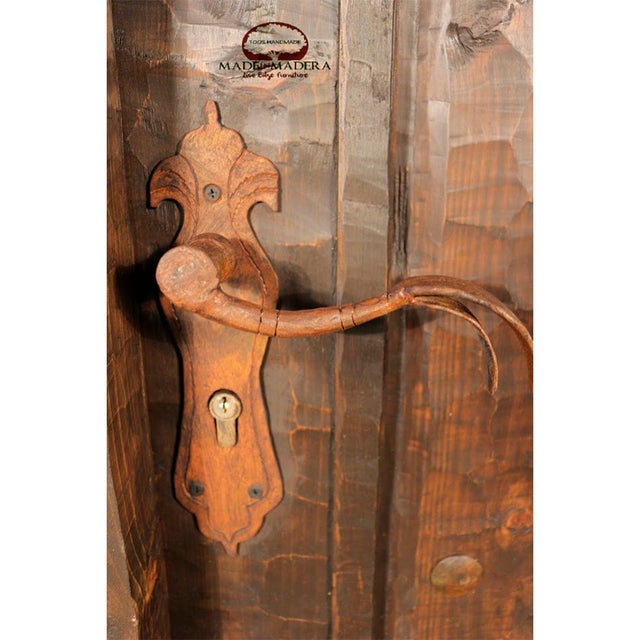 Handcrafted Solid Wood Rustic Exterior Double Door – Custom Mexican Design Made to Order For Sale - Image 9 of 12