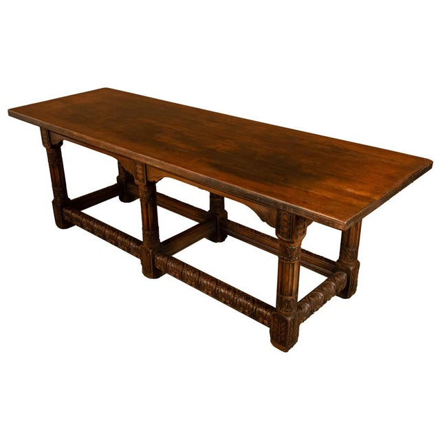 Arge Antique Renaissance Carved Walnut Refectory Dining Table by Kittinger 1915 For Sale - Image 16 of 18