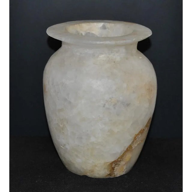 Stone 1910's Egyptian or Phoenician Style Pure Alabaster Vase Jar For Sale - Image 7 of 11