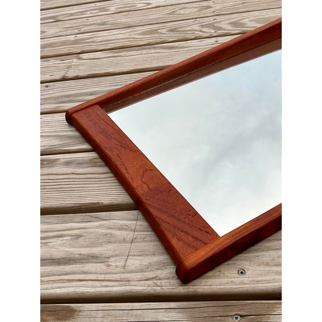 Mid-Century Modern Vintage 1960's Teak Danish Wall Mirror With Shelf For Sale - Image 3 of 8
