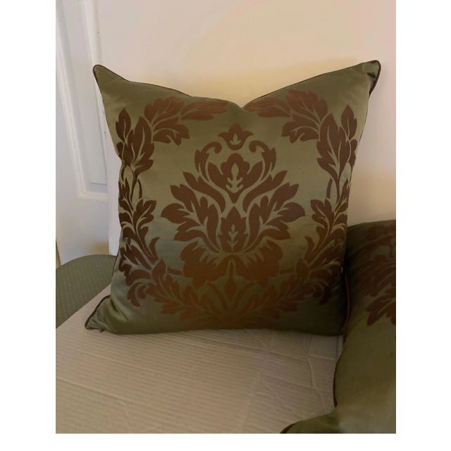 Early 21st Century Silk Damask Accent Pillows - A Pair For Sale - Image 5 of 6