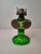 Antique Emerald Green Glass Kerosene Finger Lamp 4-Panel Portrait Pilgrim For Sale - Image 12 of 18