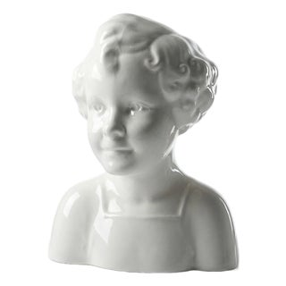 Large Art Deco Faience Bust from Sarreguemines, 20th Century For Sale