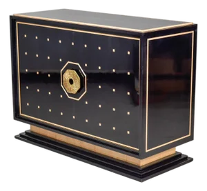 Italian 1980s Deco Inspired Black and Birch Cabinet