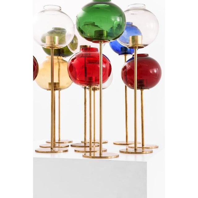 Vintage Candlesticks in Brass and Glass by Hans-Agne Jakobsson, 1950s, Set of 11 For Sale - Image 3 of 5
