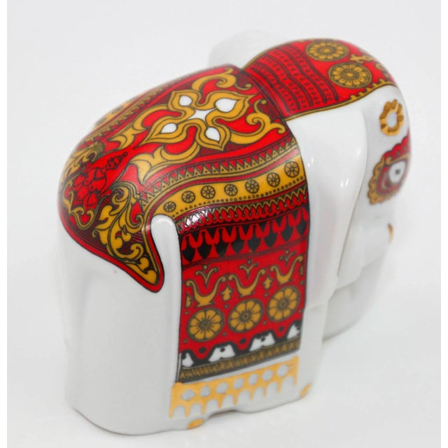 Late 20th Century Asian Gilded Porcelain Elephant Ornament Paperweight Sri Lanka For Sale - Image 5 of 12