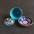 Vintage Chinese Cobalt Blue Cloisonné Enamel Floral "Three-Piece" Tea Bowl Set For Sale - Image 4 of 6