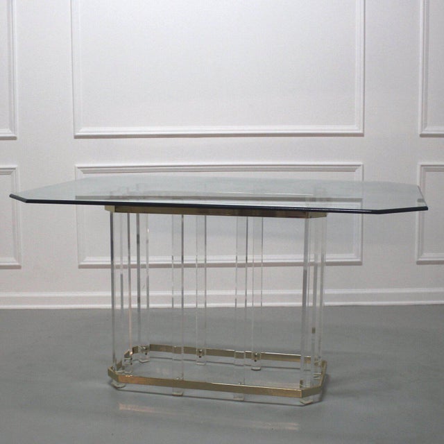 Brass Charles Hollis Jones Lucite and Brass Dining Table For Sale - Image 8 of 8