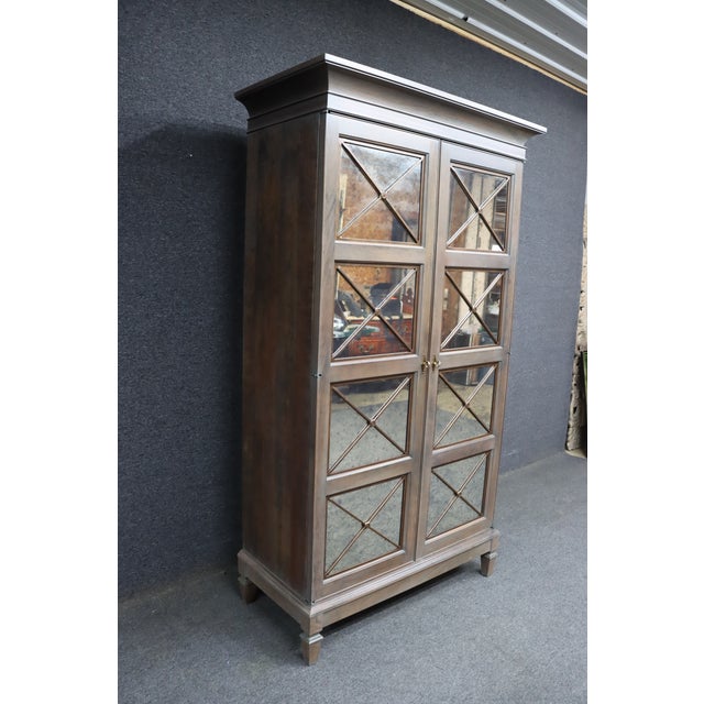 Harden Director Style Cherry Armoire With Smoked Mirror Glass Doors For Sale In Philadelphia - Image 6 of 17