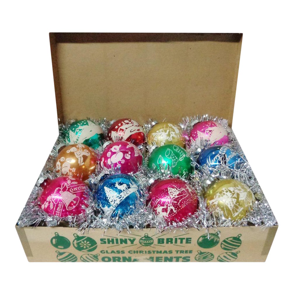 1960's RARE Vintage Shiny Brite Multi Color Stencil Christmas Tree