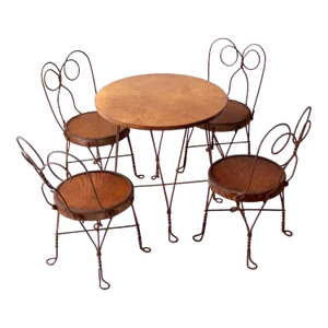 Antique Children's Ice Cream Parlpor Table & Chairs