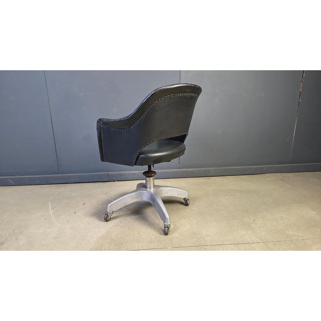Mid-Century Desk Chair in Aluminium and Leather, 1950s For Sale - Image 6 of 14