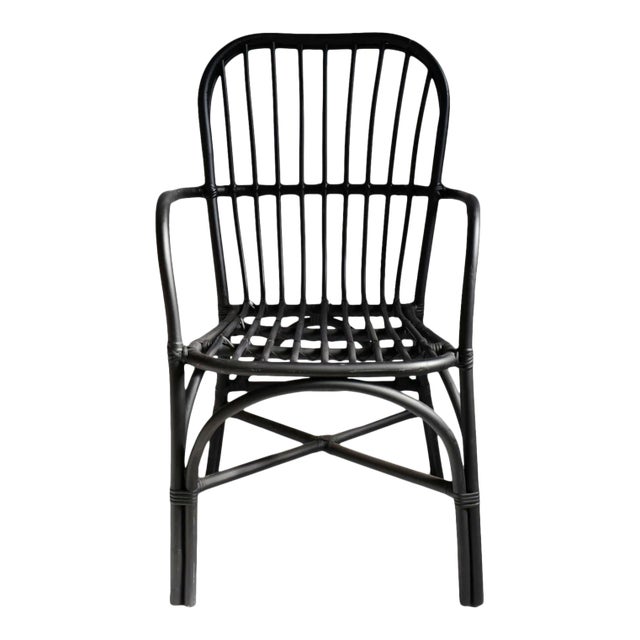 Modern Boho Black Bamboo Dining Chair For Sale