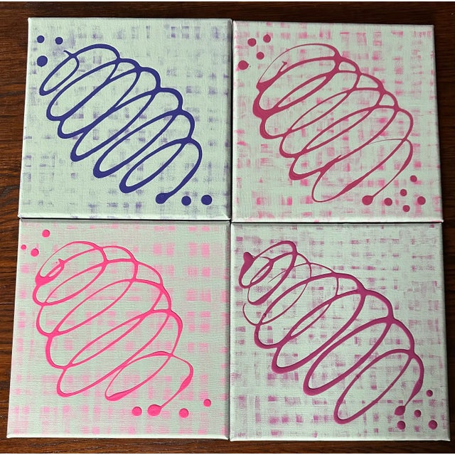 This set of four squares contains complimentary "Imperfections" found in berry, bright pink, purple and magenta. The four...