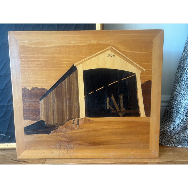 Vintage Wood Inlaid Landscape For Sale - Image 9 of 9
