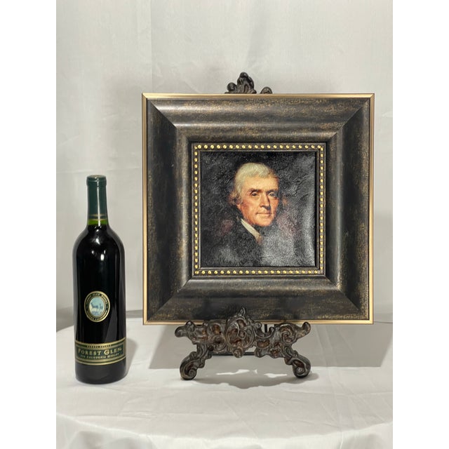 A distinguished 13”x13” portrait of Thomas Jefferson, reproduced after the iconic work by American artist Rembrandt Peale....
