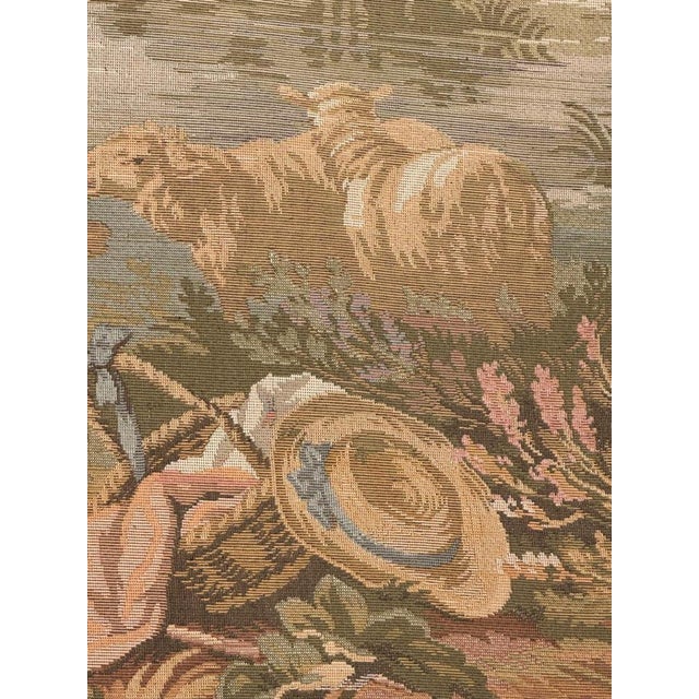 Vintage Aubusson Style Jaquard Tapestry with Repos Fontaine Motif, 1980s For Sale - Image 9 of 18