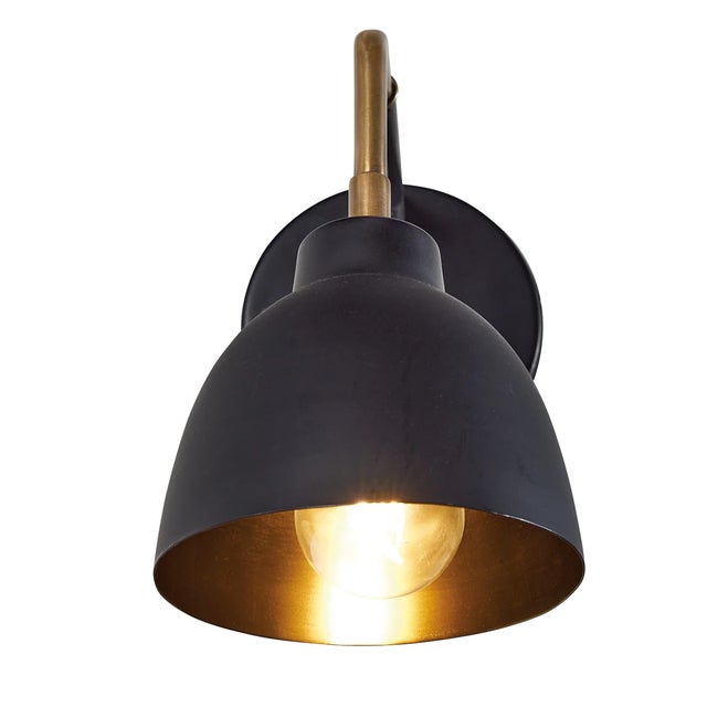 Mid-Century Modern Matthew Izzo Home Small Mid-Century Matte Black and Brass Wall Sconce For Sale - Image 3 of 3