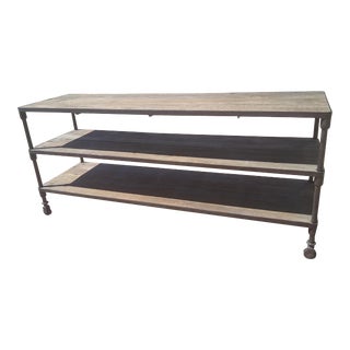 Restoration Hardware Dutch Industrial Sofa Media Table from Reclaimed Elm For Sale