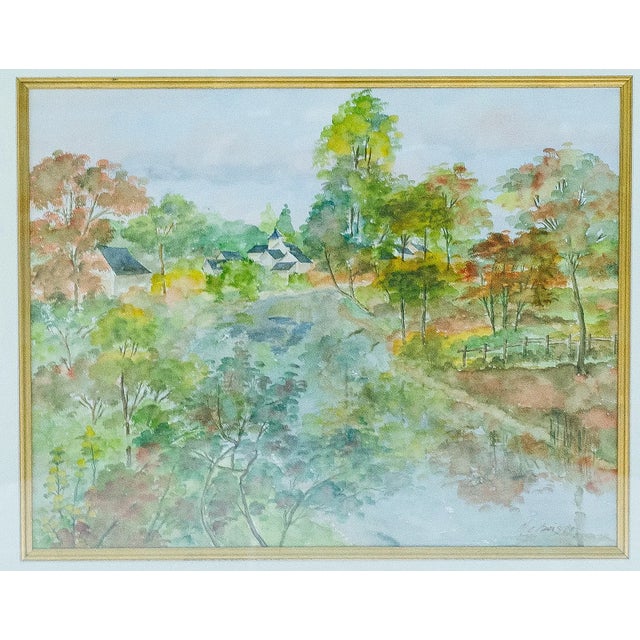 Late 20th Century Mc Boisson - Countryside Landscape, Watercolor on Paper For Sale - Image 4 of 6