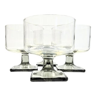 Mid Century Gray Footed Champagne Coupes- Set of Four For Sale