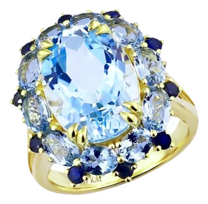 Kai 7.20ct Blue Topaz Aquamarine Sapphire Cocktail Ring in 14k Gold, Size 6