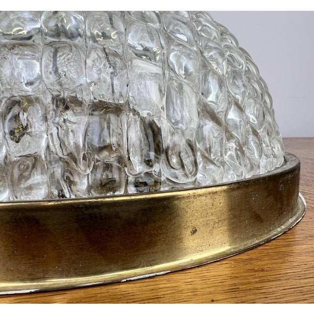 Vintage French Brass Ceiling Lamp in Glass For Sale - Image 13 of 16