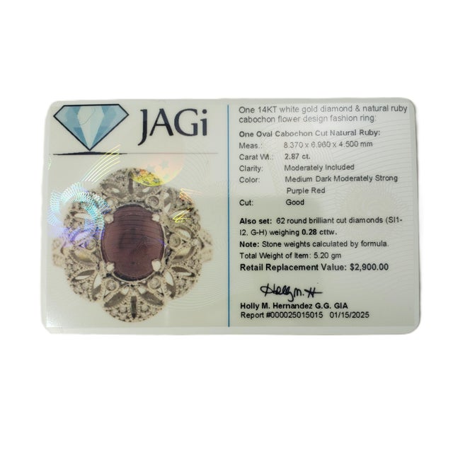 White Mid 20th Century 14 Karat White Gold Ruby and Diamond Ring, Size 6.5 For Sale - Image 8 of 8