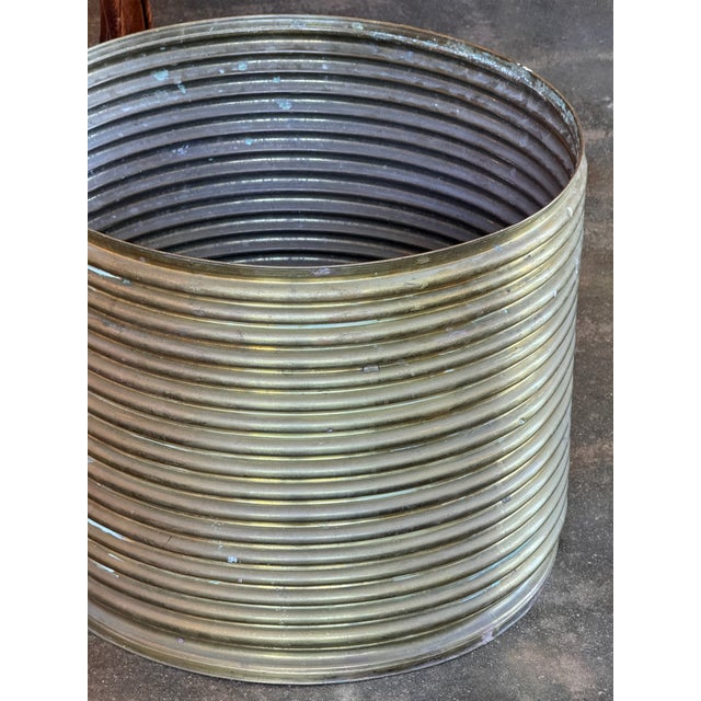 1970s Large Brass Reeded Pot For Sale - Image 4 of 6