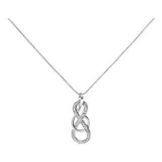 925 Sterling Silver Diamond Accent Interlocking Infinity Pendant Necklace (H-I Color, I2-I3 Clarity) - 18" Inches For Sale