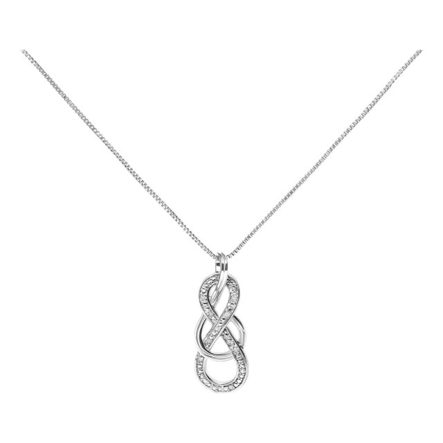 925 Sterling Silver Diamond Accent Interlocking Infinity Pendant Necklace (H-I Color, I2-I3 Clarity) - 18" Inches For Sale