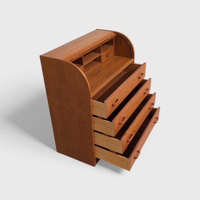 Mid-Century Danish Teak Roll-Top Desk by Egon Ostergaard, 1970s For Sale - Image 9 of 17