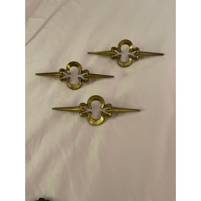 Metal 60s / 70s Mid-Century Replacement Hardware Brass - Set of 3 For Sale - Image 7 of 12