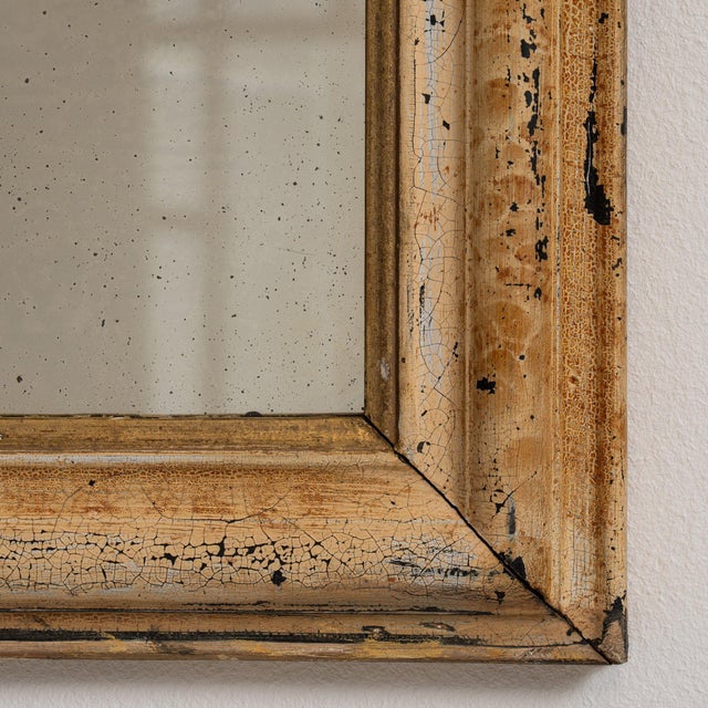 19th Century France Weathered Whitewash Cerused Oak Wall Mirror For Sale In Greensboro - Image 6 of 7
