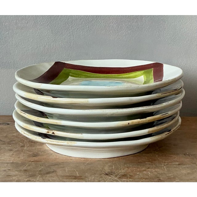 Ceramic Vintage Boho Italian Vietri Glazed Ceramic Salad Plates - Set of 6 For Sale - Image 7 of 8