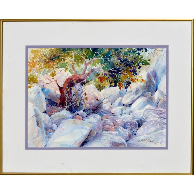 Julie Gilbert Pollard Rocky Landscape Impressionist Watercolor 1980s
