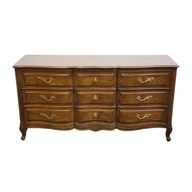 HENREDON FURNITURE Custom Folio Two French Provincial 65" Triple Dresser 3-3400 33.5” High 65” Wide 20.25” Deep We...