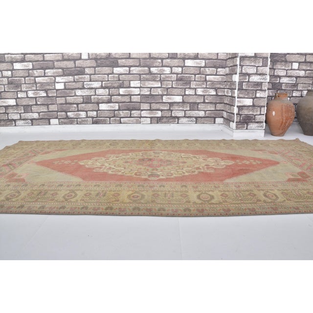 Handmade wool carpet in Turkish Anatolia , Vintage Oushak Rug,Turkish Vintage Anatolian Rug, Handmade wool Rug . One Of...